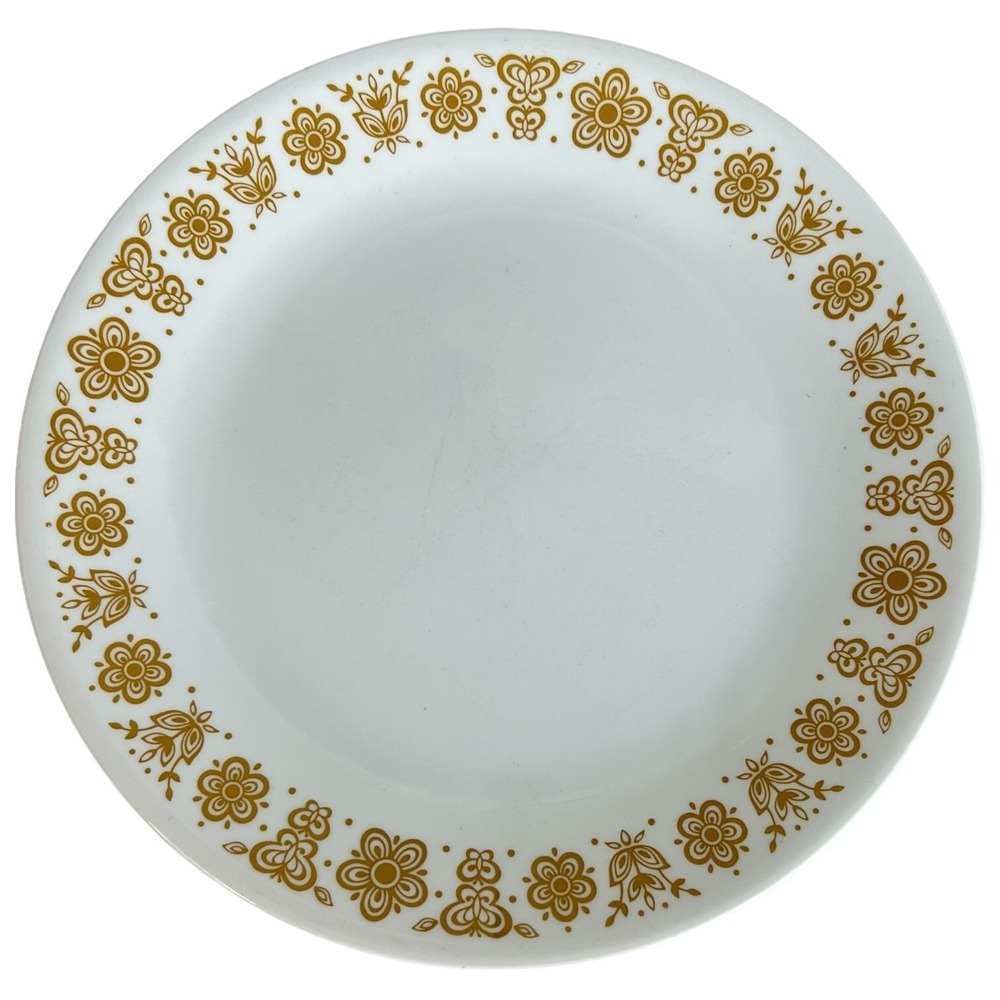 7 Corelle Butterfly Gold Dinner Plates Set 10 1/4 Inch Vitrelle Corning Vintage - Picture 5 of 12